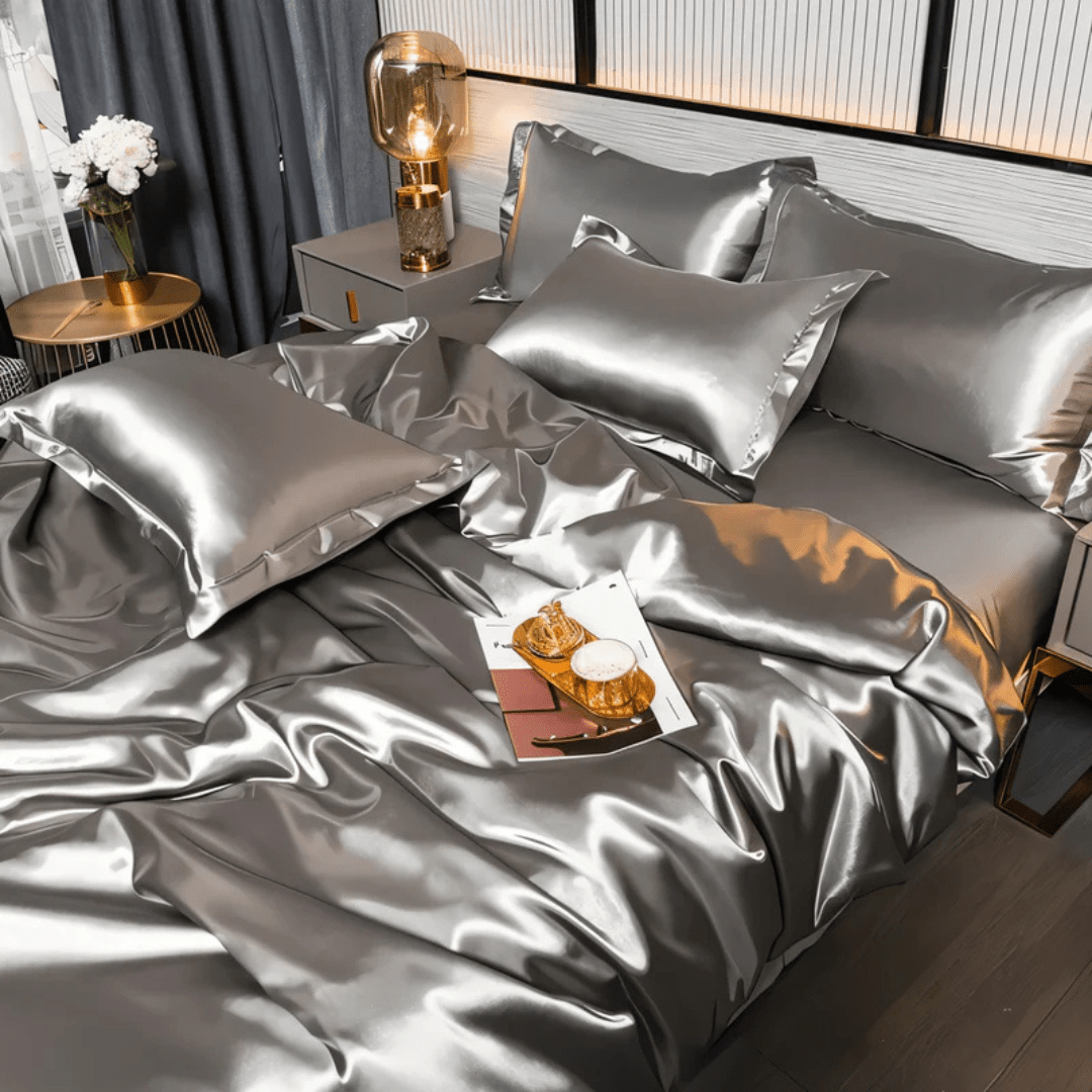 Bedding Set | Satin-Finish Polyester | Duvet Cover + Fitted Sheet + 2 Pillowcases