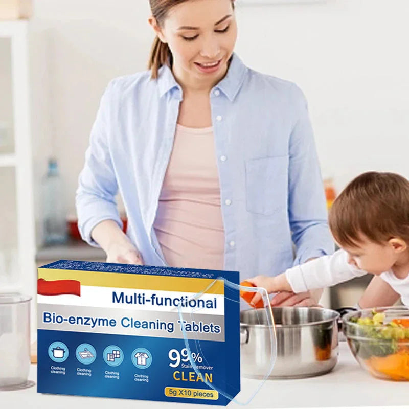 Enzyme Cleaning Tablets | Removes Stains, Grease, Odors | For Fabric and Surfaces