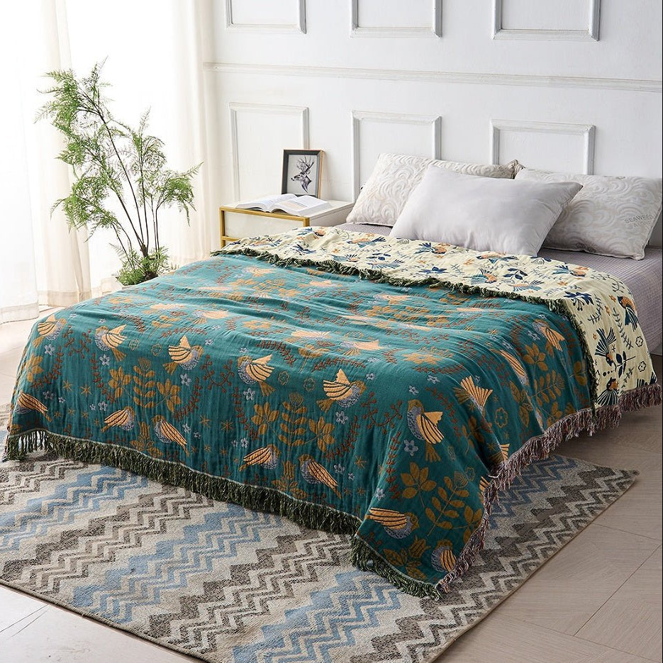 DREAMWEAVE - Dual-Sided Cotton Blanket with Nature-Inspired Design