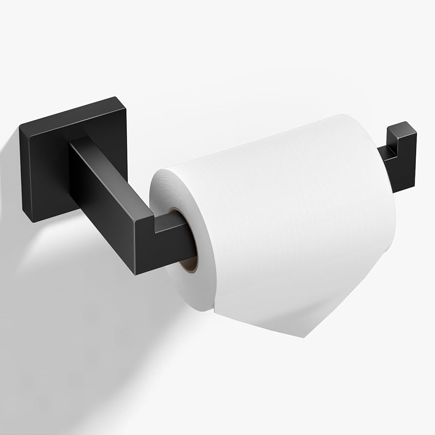 Sleek Wall-Mounted Toilet Paper Dispenser with Adhesive Setup