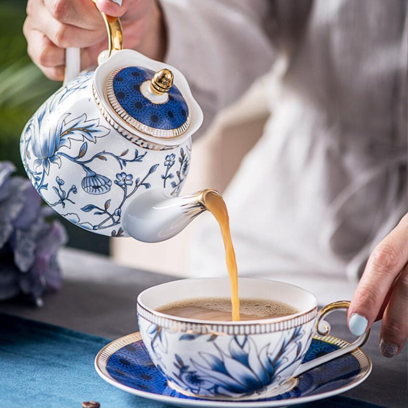 Charming Floral Porcelain Teapot and Cup Set for Tea Lovers