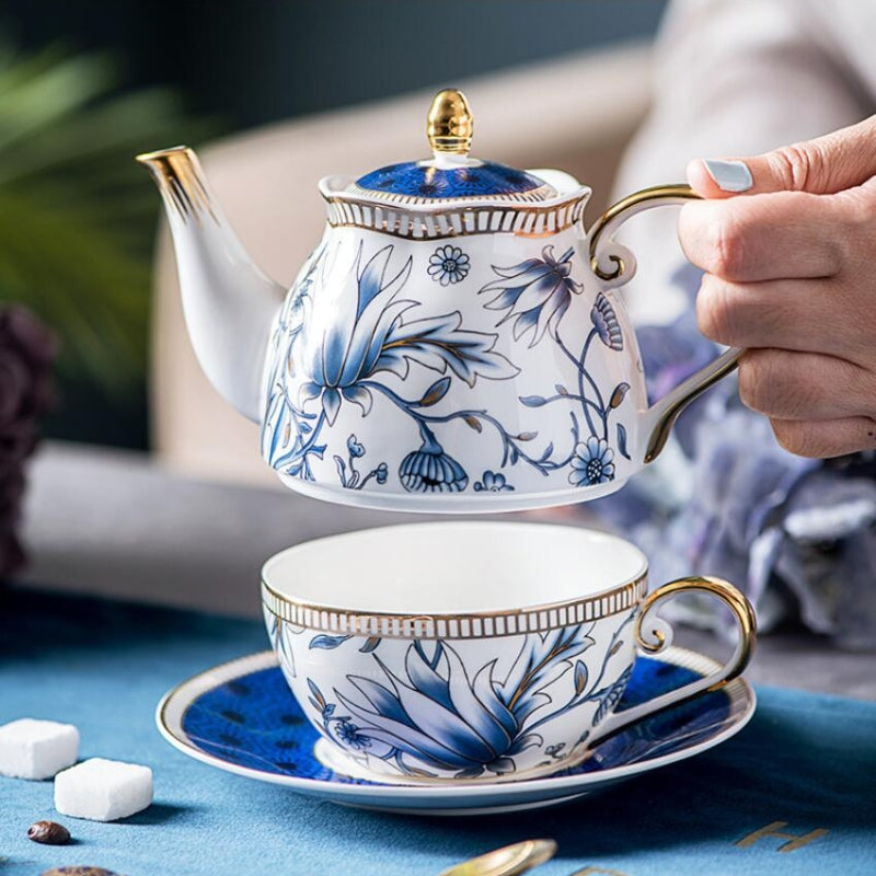 Charming Floral Porcelain Teapot and Cup Set for Tea Lovers