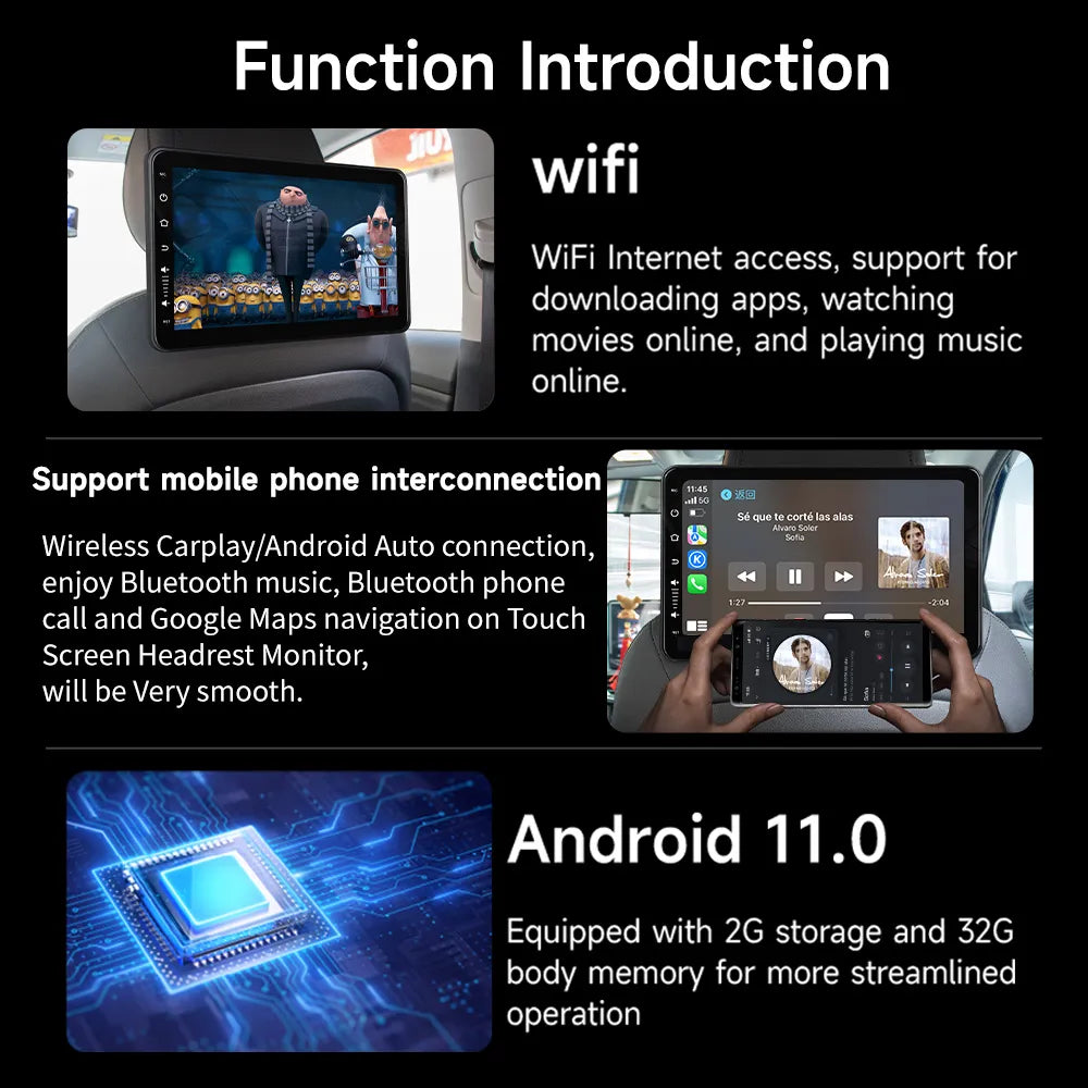 Smart Car Headrest Display: Ultimate Rear Seat Entertainment