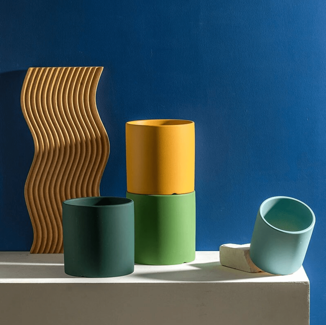 Flower Pot with Drainage Hole and Saucer | Matte Finish | Nordic Style