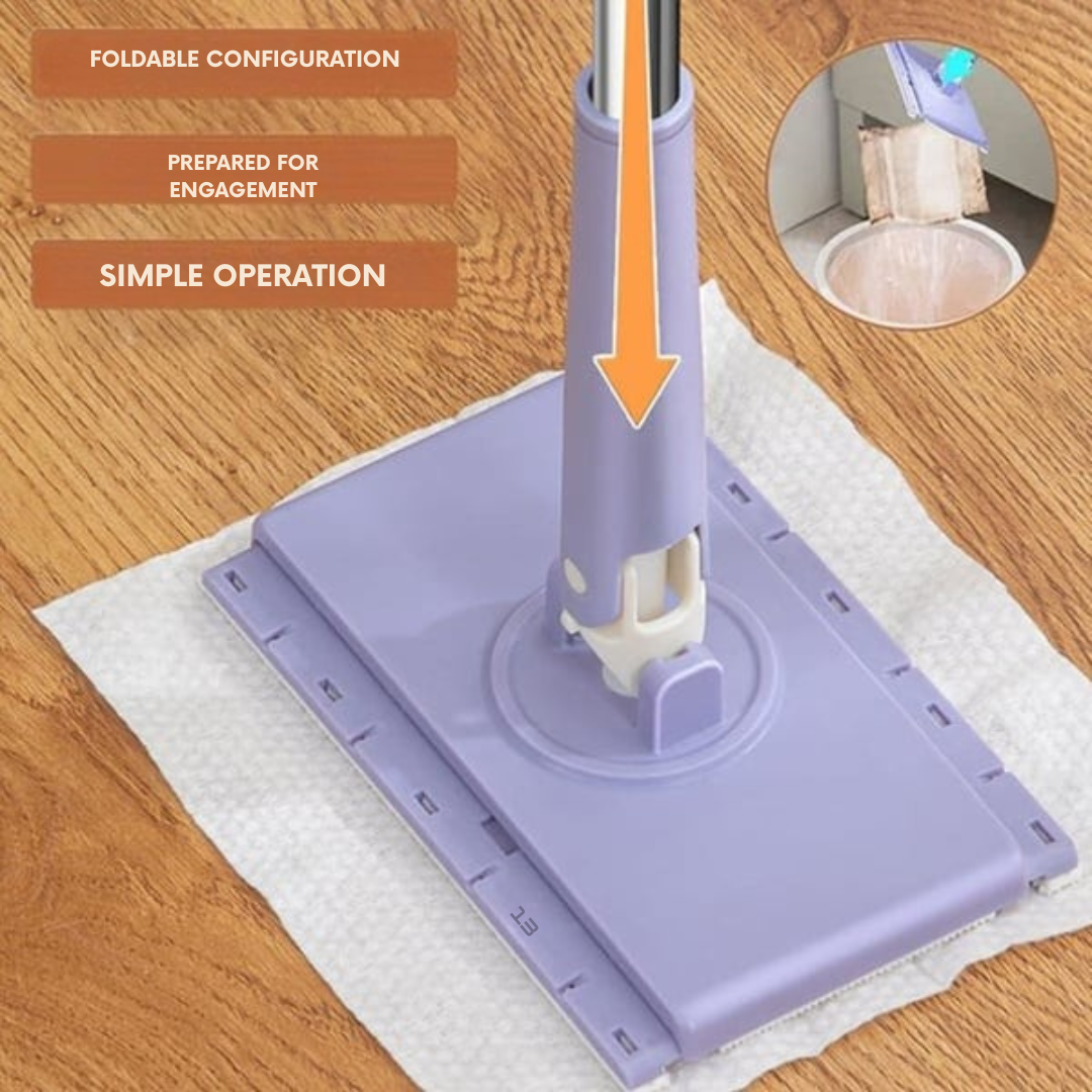 Floor Mop | Flat Mop with 360° Swivel Head | Touchless Pad Change