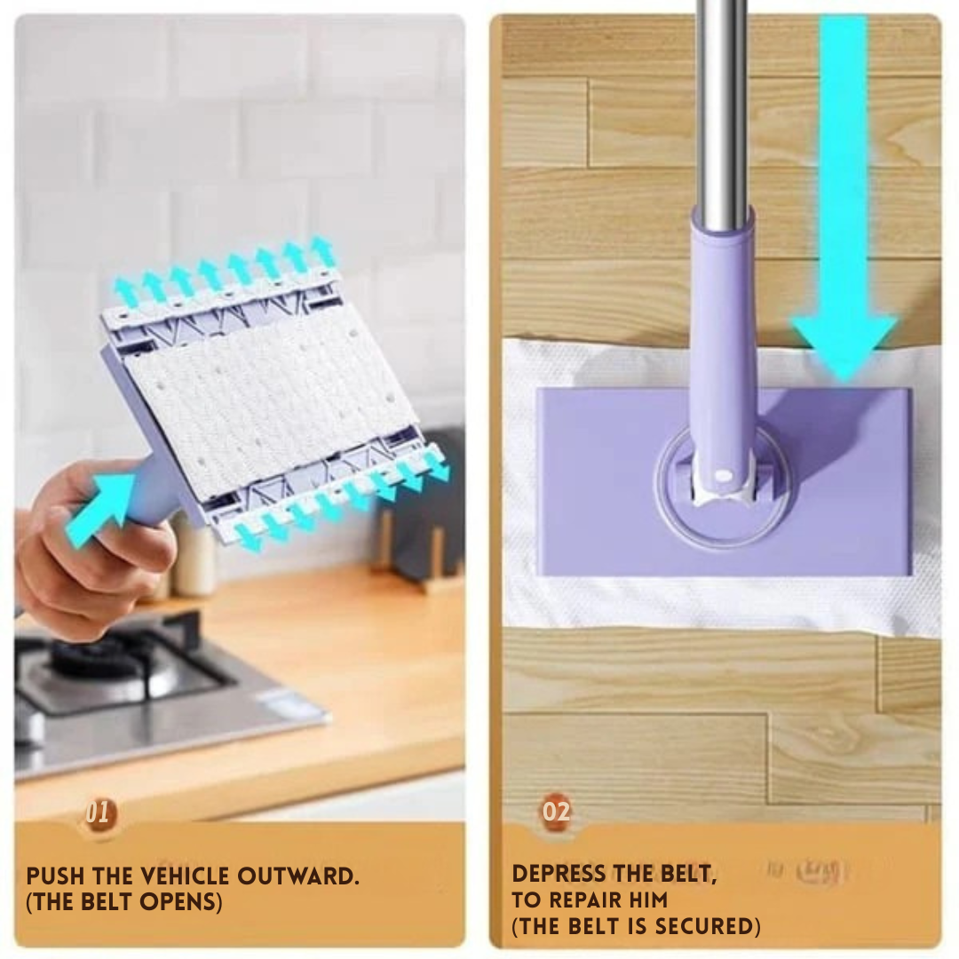 Floor Mop | Flat Mop with 360° Swivel Head | Touchless Pad Change