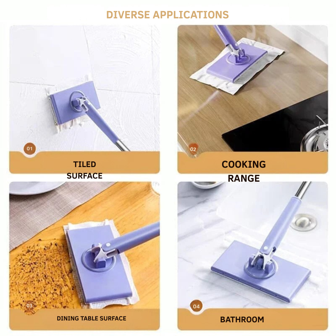 Floor Mop | Flat Mop with 360° Swivel Head | Touchless Pad Change