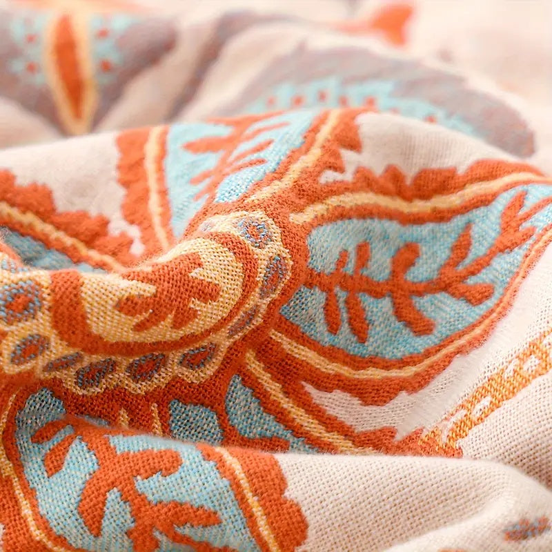 LuxeBoho — Vibrant Floral Cotton Throw Blanket for Every Space