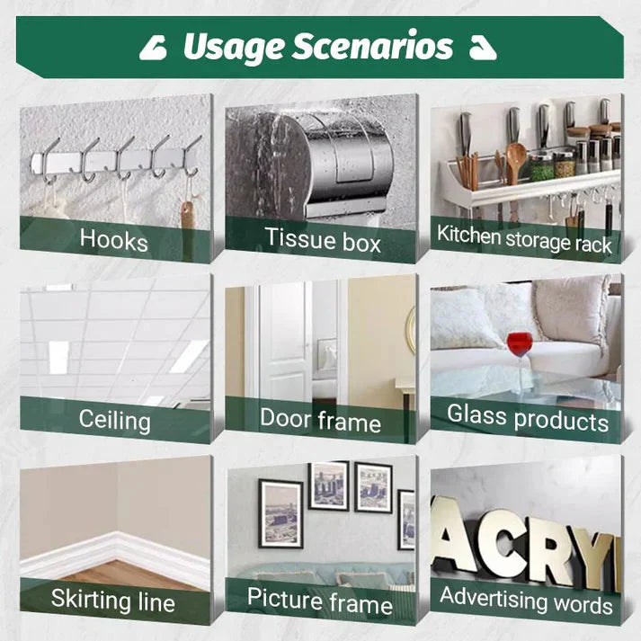 Drill-Free Mounting Adhesive | Waterproof | For Hooks Shelves Tiles