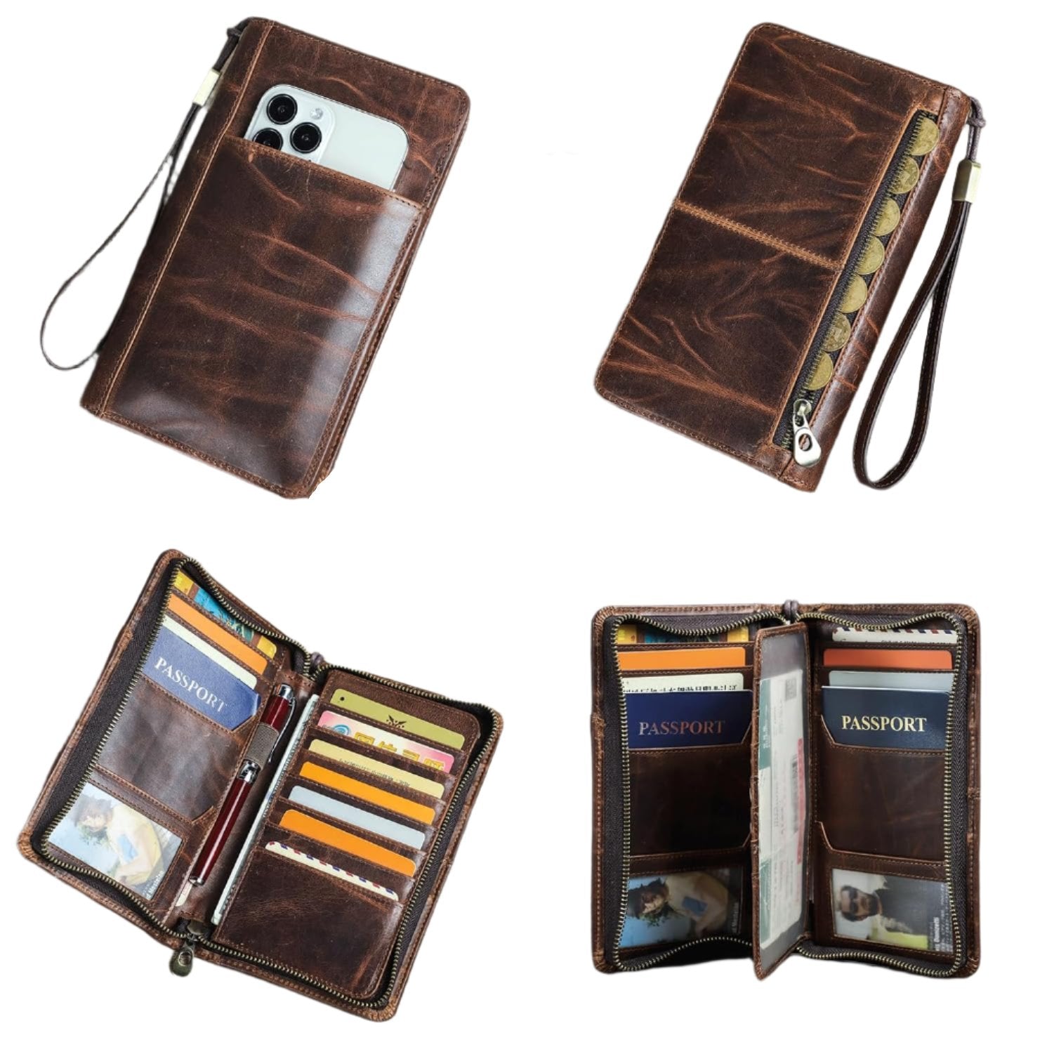 Elegant RFID-Blocking Leather Travel Wallet for Passports