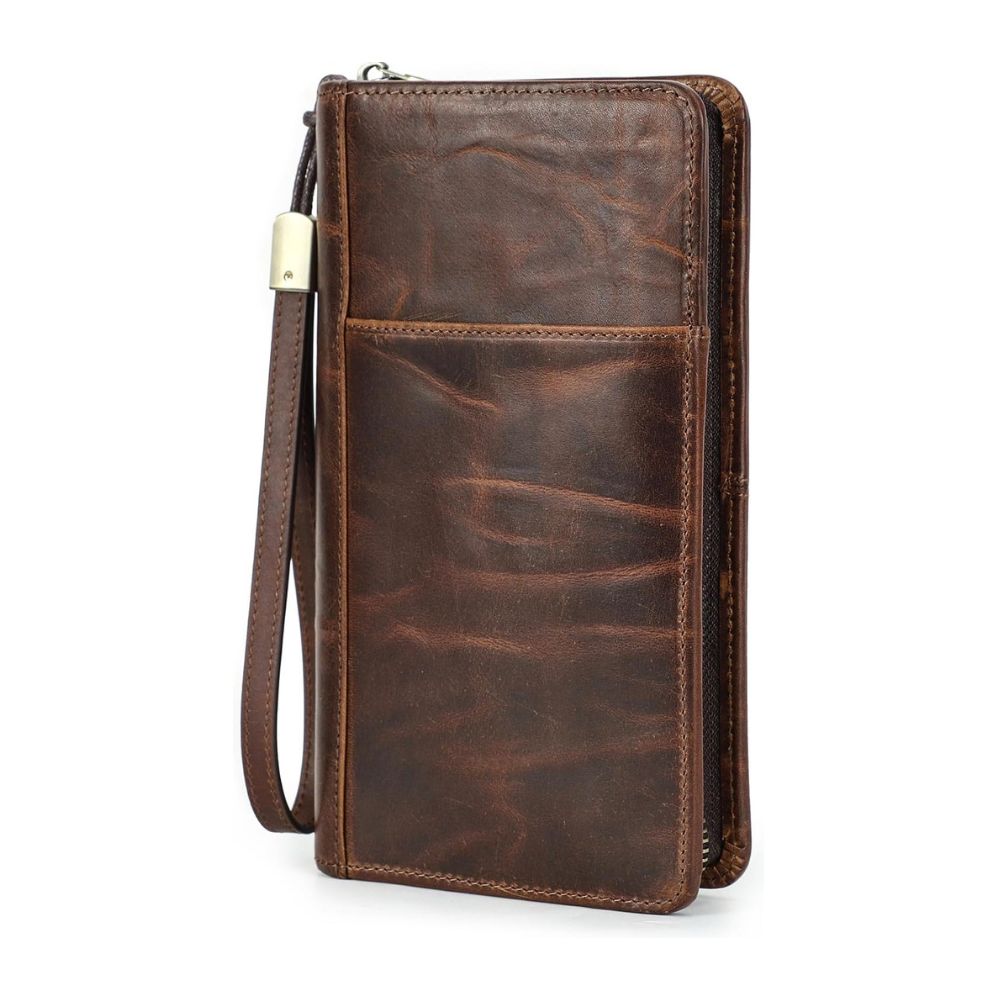 Elegant RFID-Blocking Leather Travel Wallet for Passports