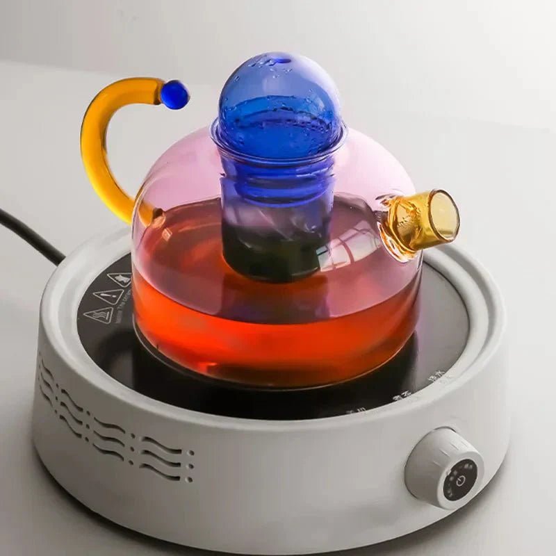Elegant Clear Glass Teapot and Cup Set with Infuser