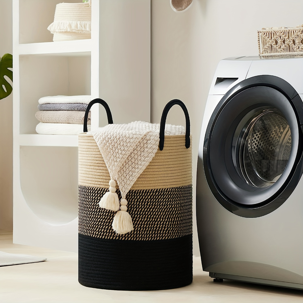 Stylish Cotton Laundry Organizer with 58L Capacity & Foldable Design