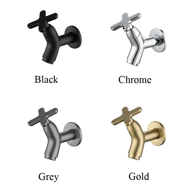 Solid Brass Space-Saving Wall-Mounted Cold Water Faucet