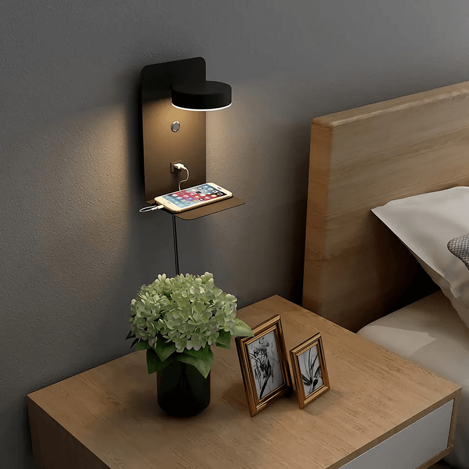 LuxeGlow LED Table Lamp with Integrated USB-C Charger