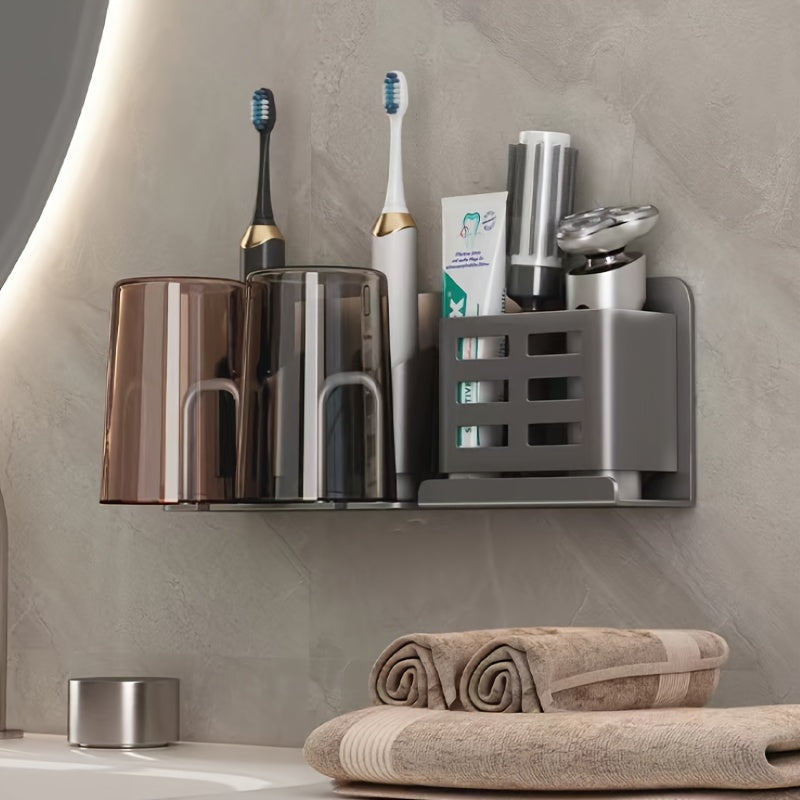 SleekWall Toothbrush Organizer with Smart Drainage System