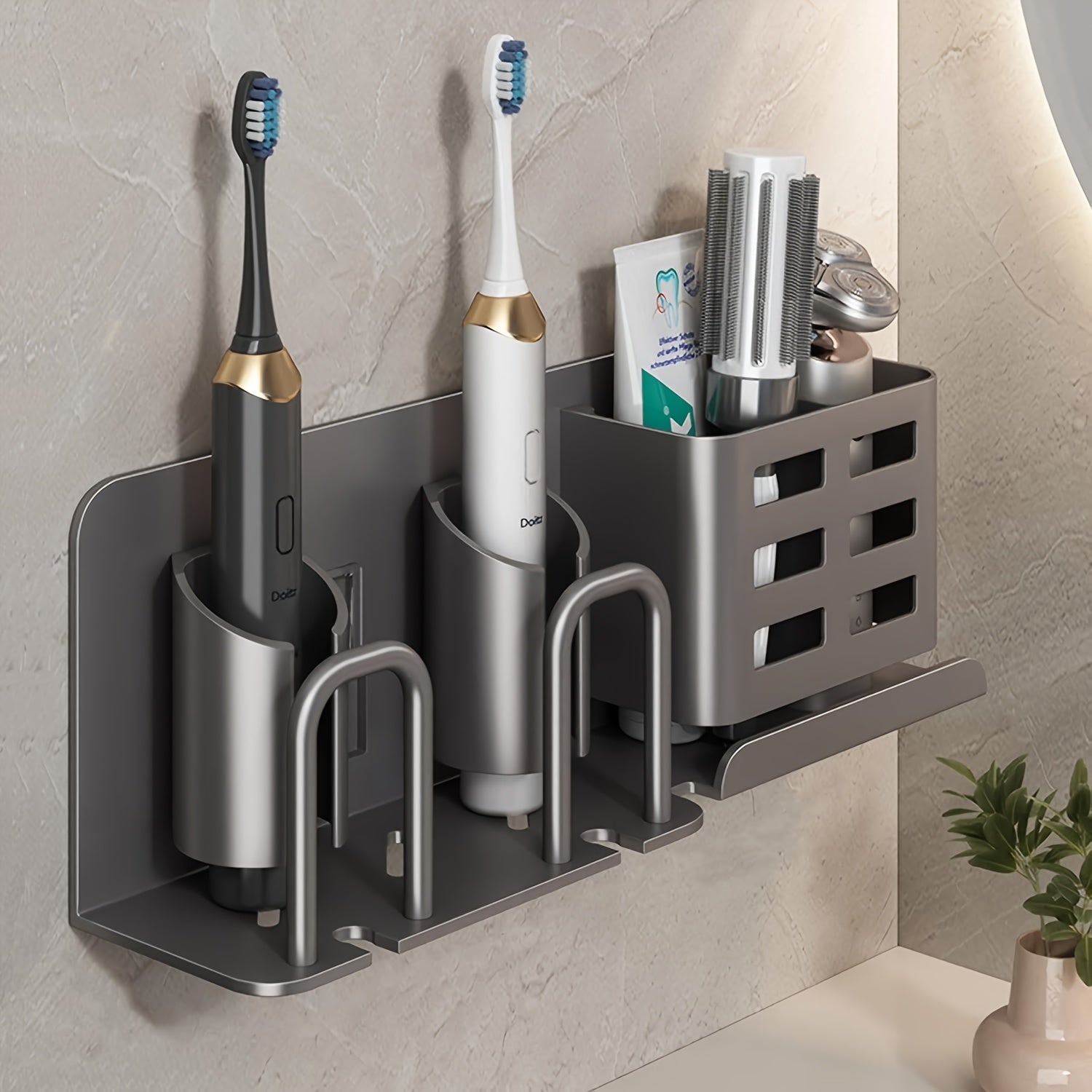 SleekWall Toothbrush Organizer with Smart Drainage System