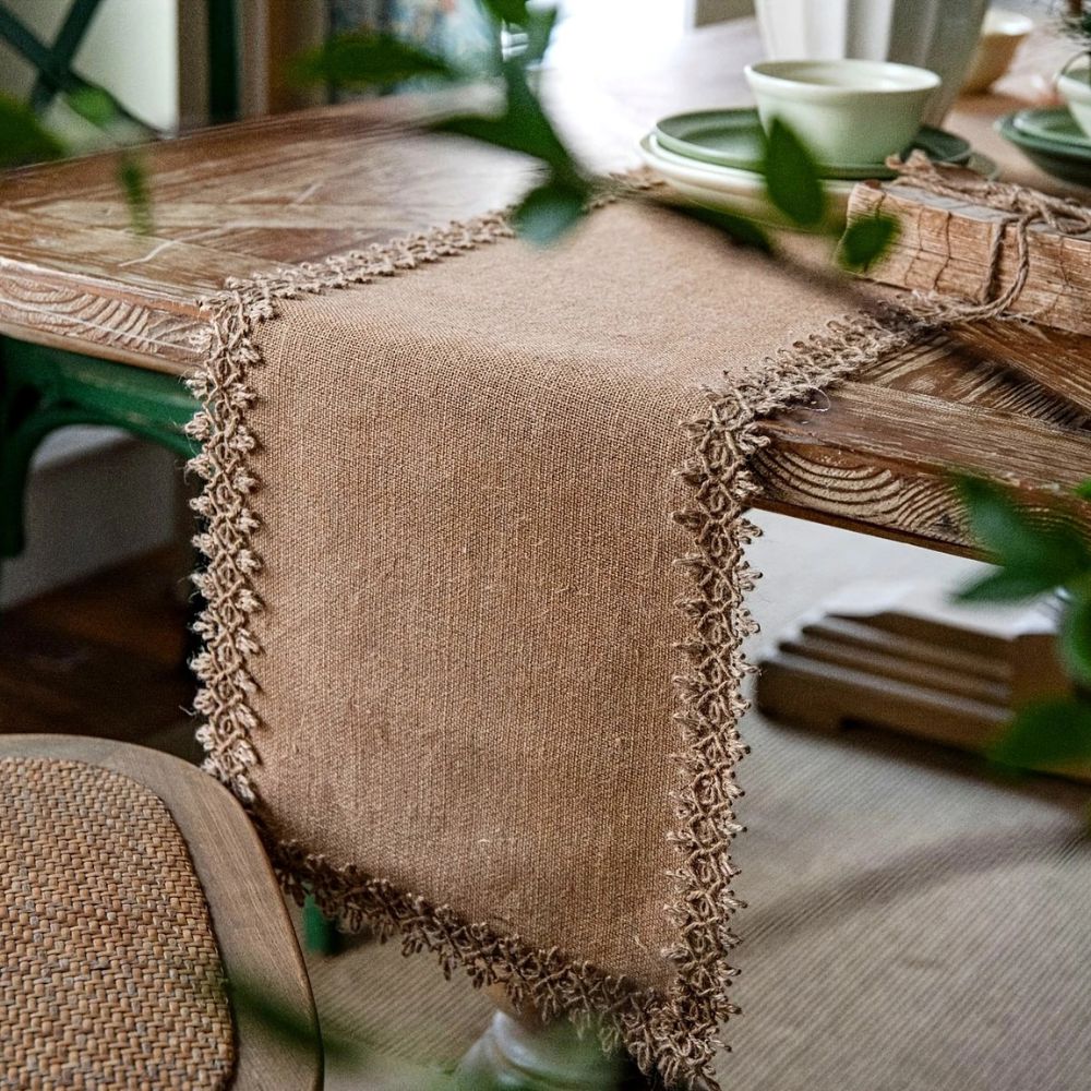 Rustic Textured Jute Table Runner for Stylish Gatherings
