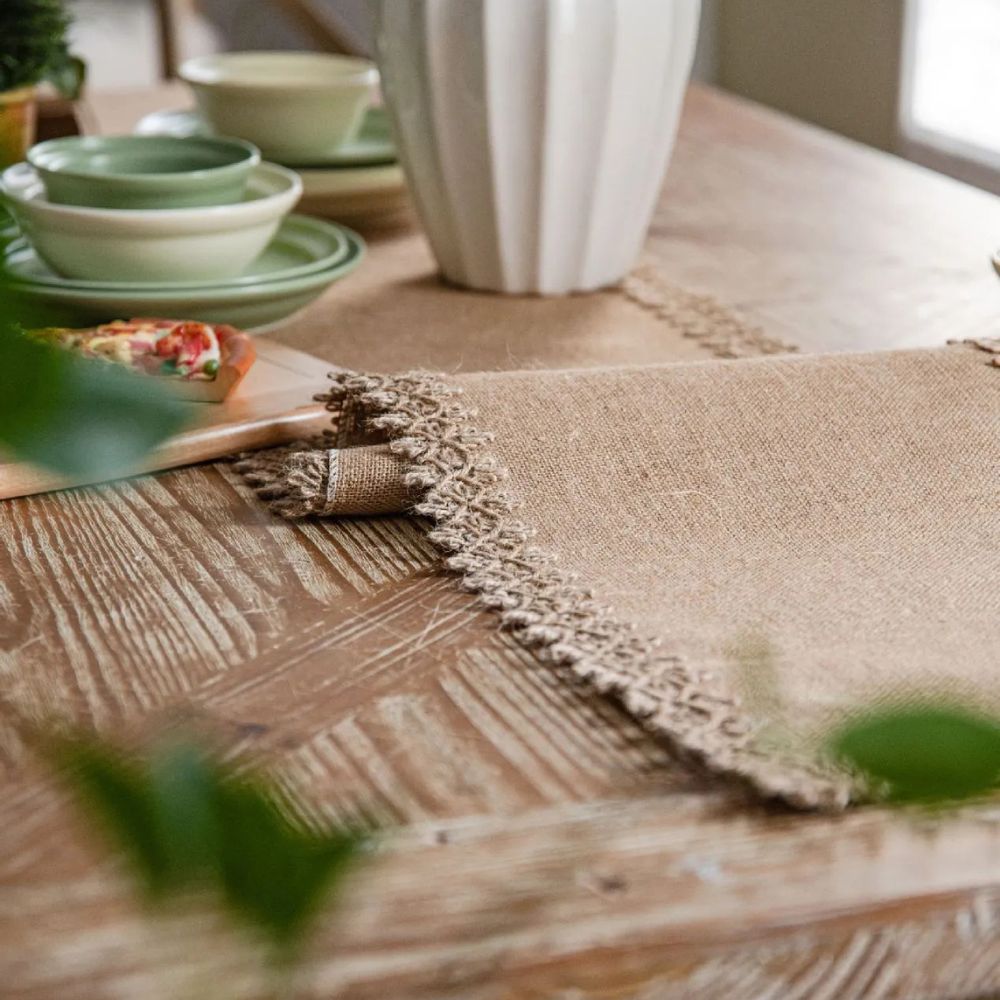 Rustic Textured Jute Table Runner for Stylish Gatherings