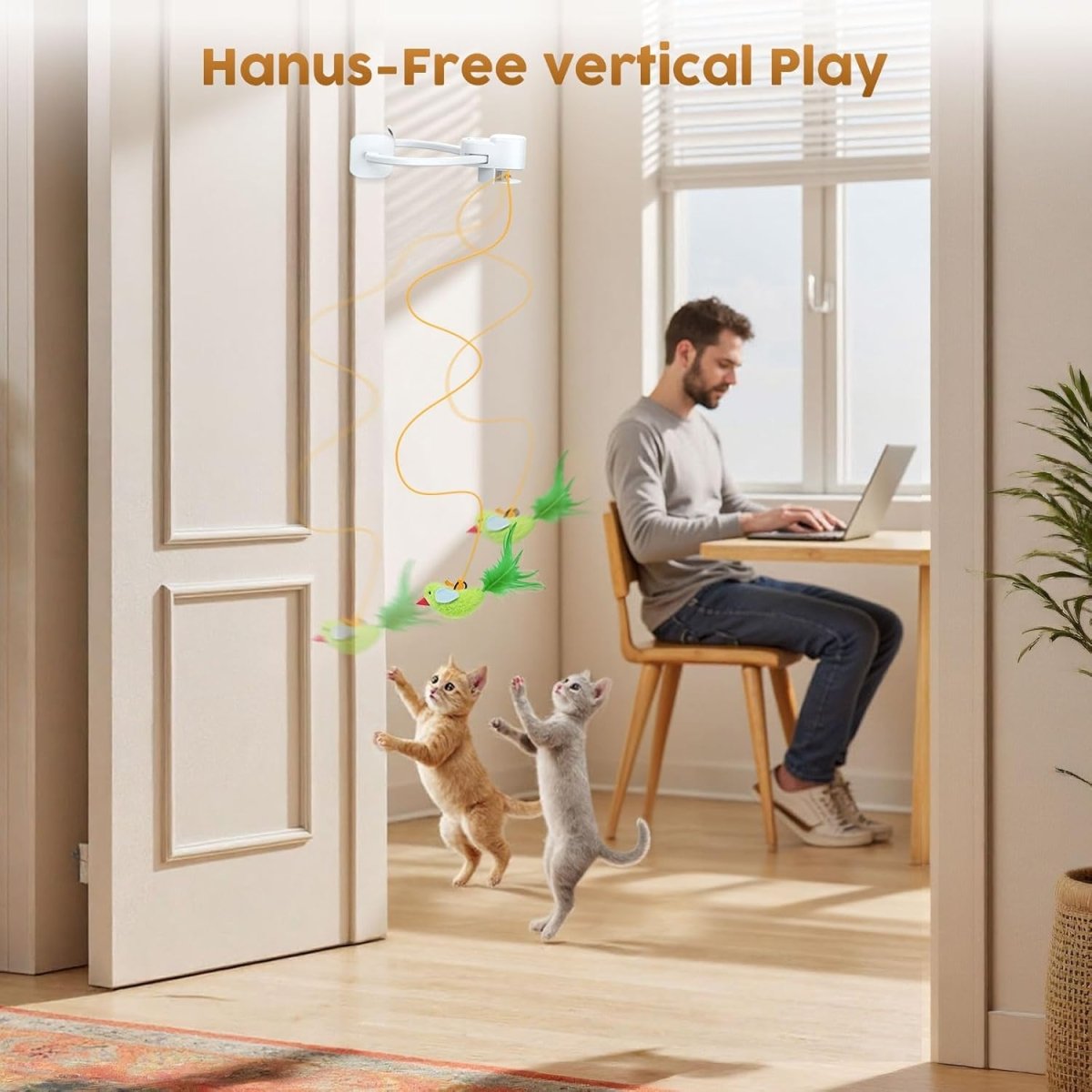 Interactive Feathered Playmate for Indoor Cats