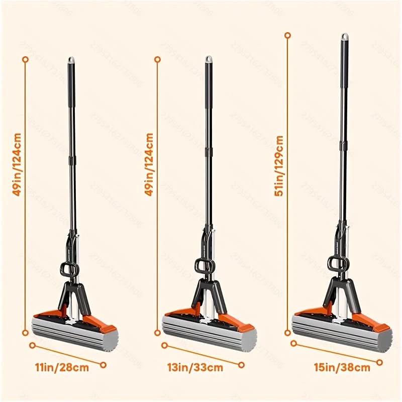 Absorbent Sponge Mop with Convenient Squeeze Mechanism