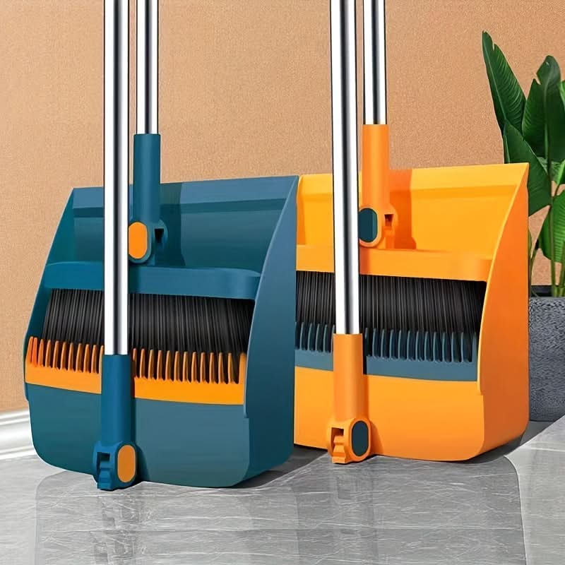 Rotating Broom and Dustpan Set with Comb Teeth for Effortless Cleaning