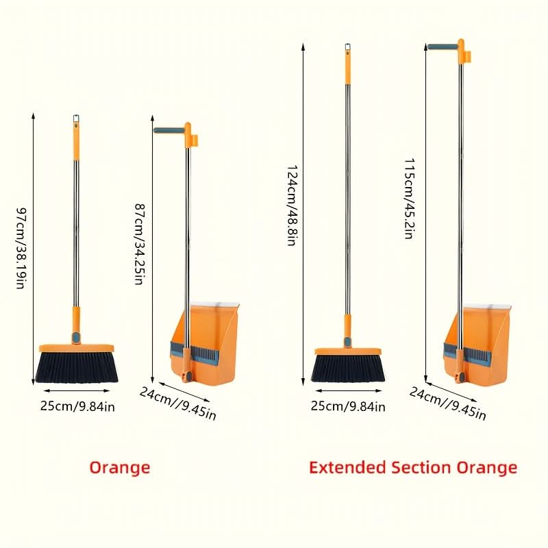 Rotating Broom and Dustpan Set with Comb Teeth for Effortless Cleaning