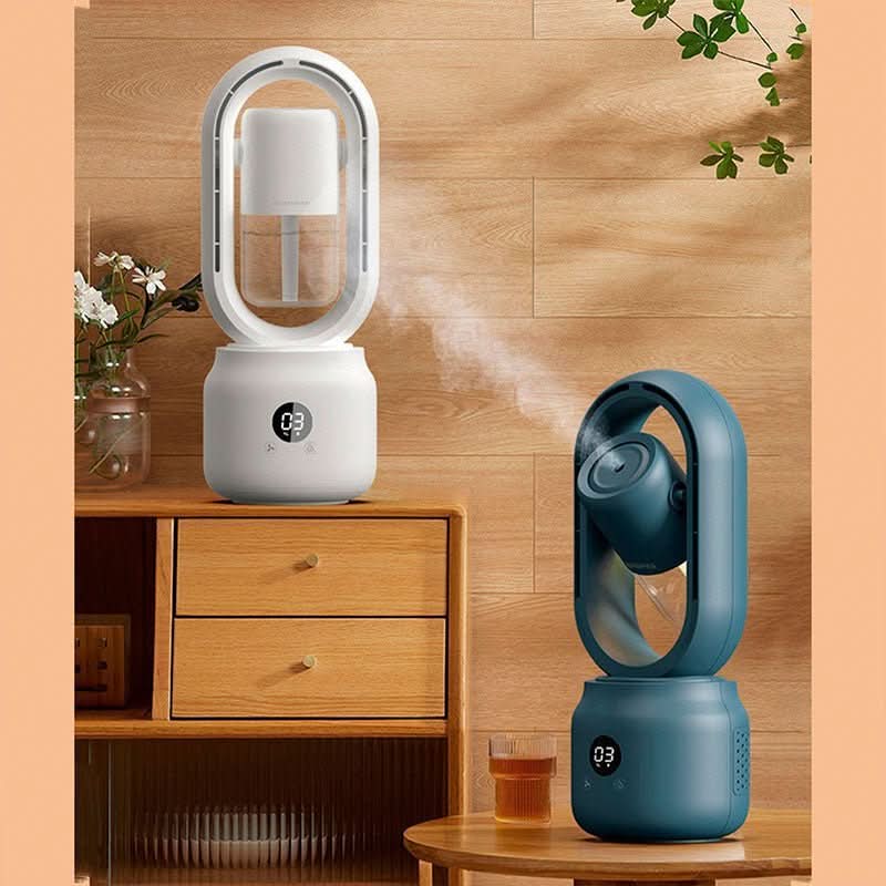 Compact Bladeless Fan with Humidifier & Gentle Night Light