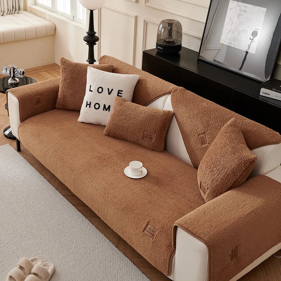 SnugShield – Luxurious Lambswool Sofa Protector for Comfort