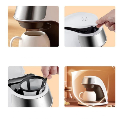 BrewMaster Compact Automatic Coffee Brewer with Ceramic Mug
