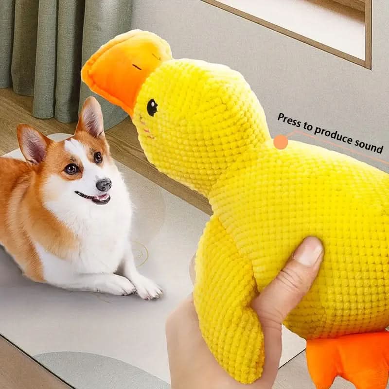 Interactive Plush Dog Toy with Quacking Noise
