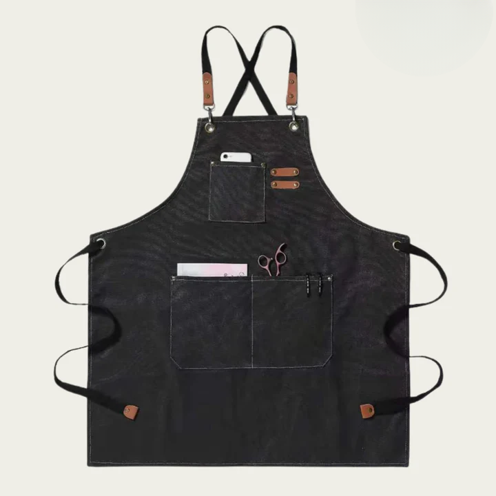 Canvas Work Apron with Cross Straps and Tool Pockets