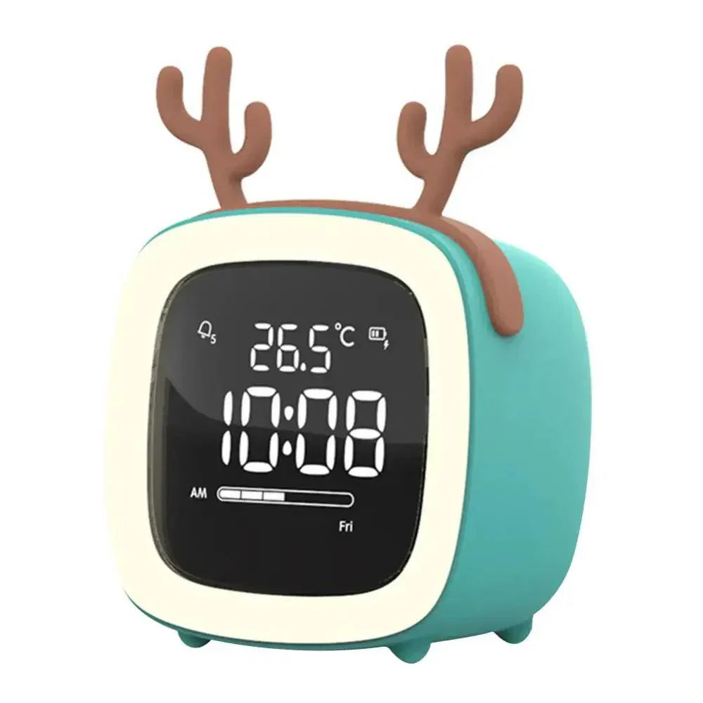 Whimsical Bunny LED Alarm Clock with Rechargeable Night Light