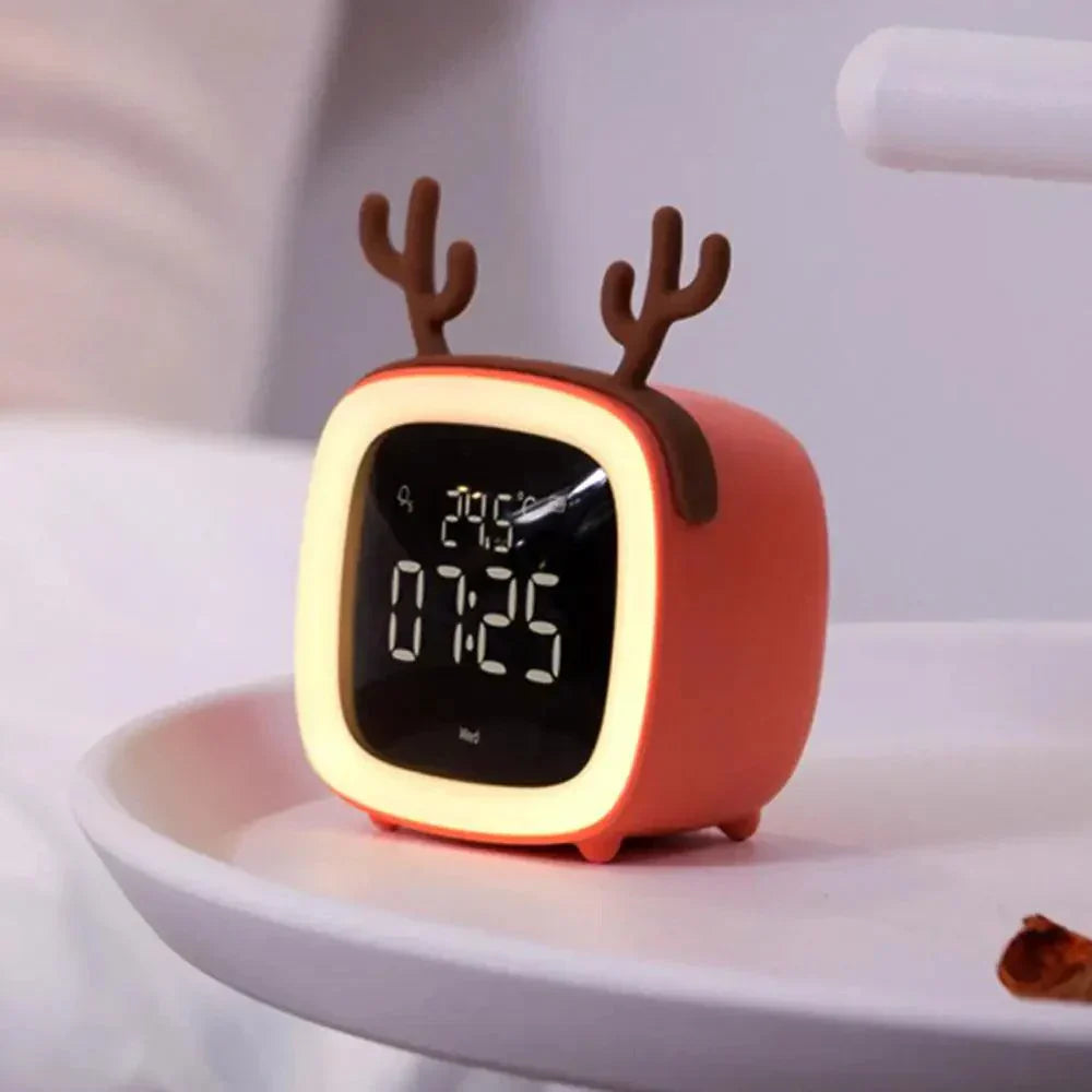 Whimsical Bunny LED Alarm Clock with Rechargeable Night Light