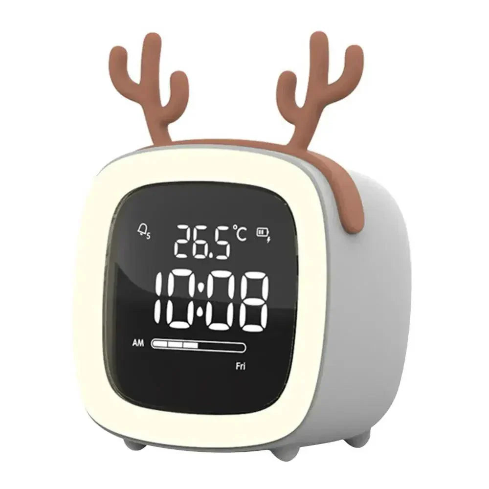 Whimsical Bunny LED Alarm Clock with Rechargeable Night Light