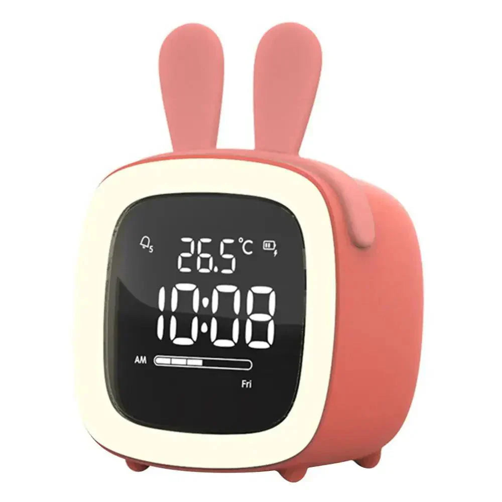 Whimsical Bunny LED Alarm Clock with Rechargeable Night Light