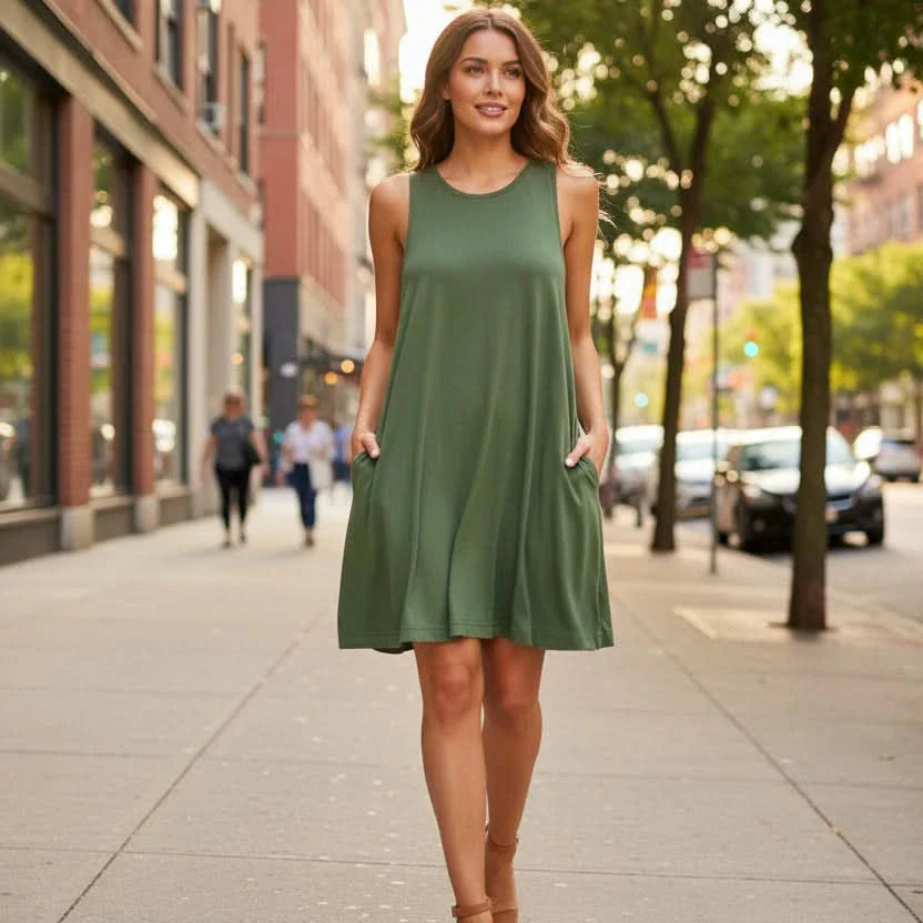 Lightweight Summer Dress with Pockets – Casual T-Shirt Style