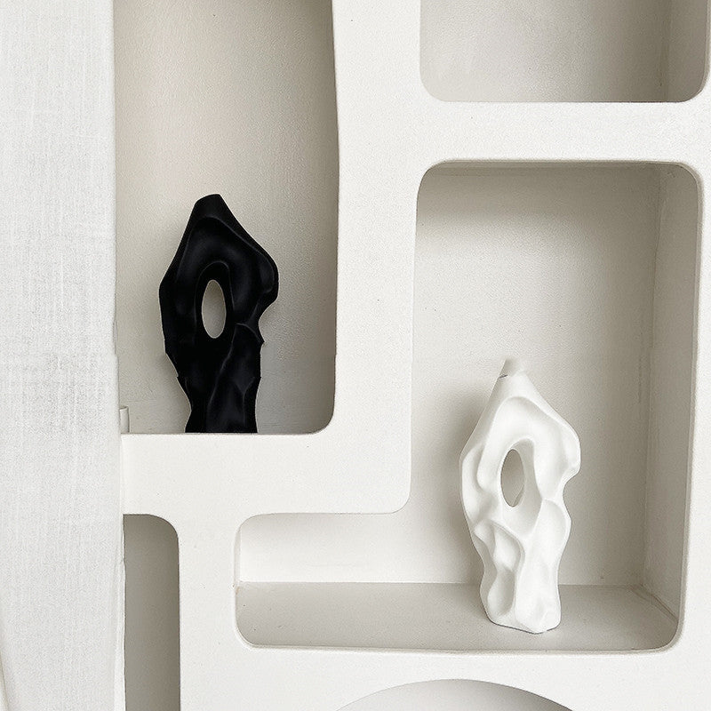 Elegant Organic Ceramic Vase with Unique Cutout Design, 10 Inches