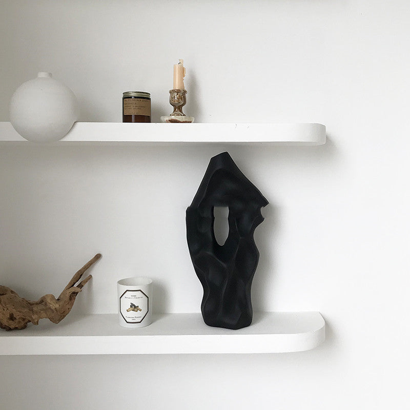 Elegant Organic Ceramic Vase with Unique Cutout Design, 10 Inches