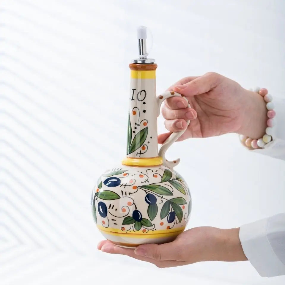 Elegant Ceramic Oil Pourer with Stainless Steel Spout