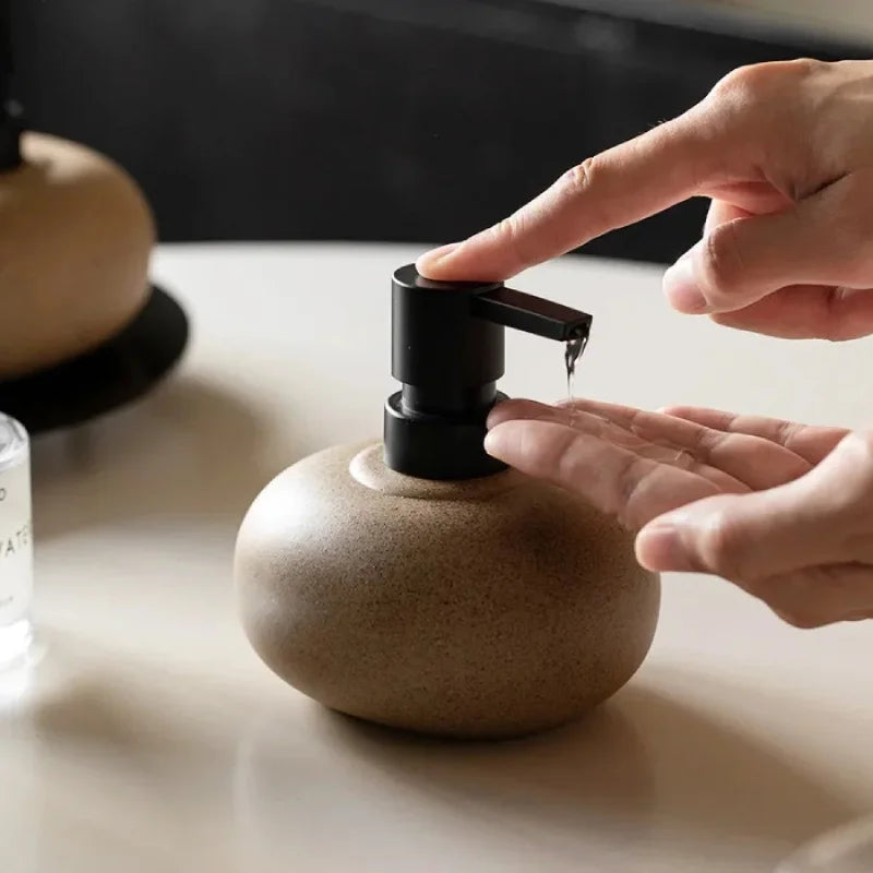 Elegant Riverstone-Style Ceramic Soap Dispenser - 300ml