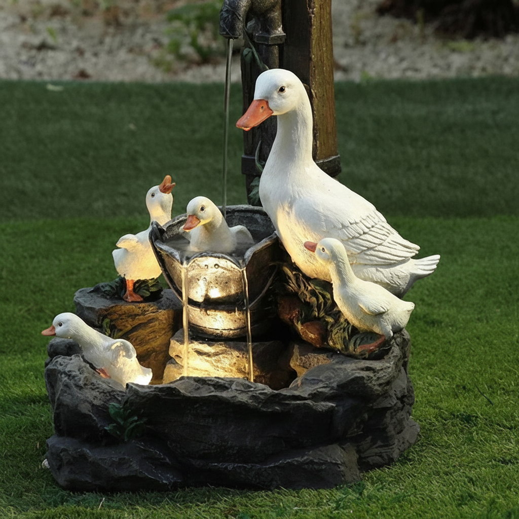 Delightful Solar-Powered Garden Fountain with Animal Figures