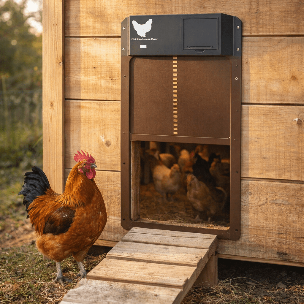Smart Coop Guardian Door with Light Detection and Weather Shield