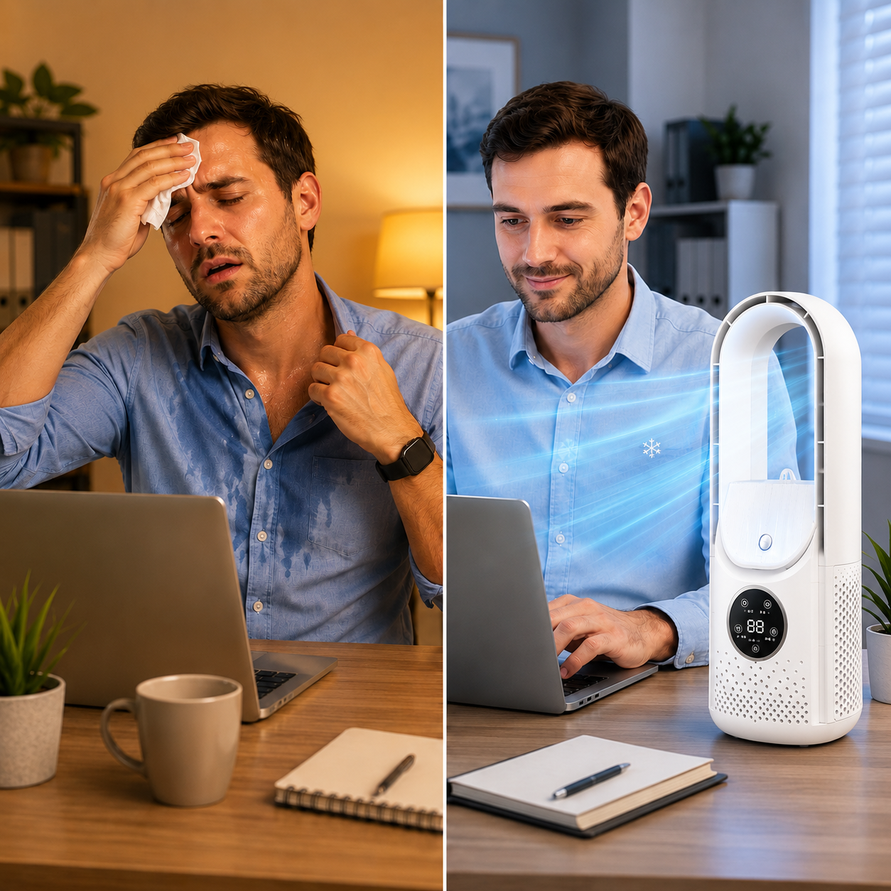Portable Bladeless Air Cooler - Compact Design for Quiet Home & Office Use
