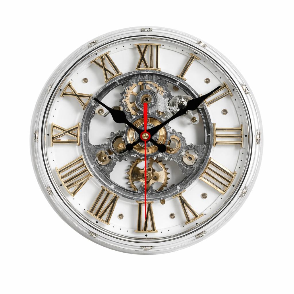 Rustic Gear-Inspired Wooden Wall Clock – Timeless Charm