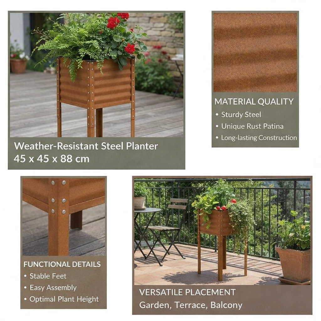 SturdySteel – Weather-Resistant Elevated Planter