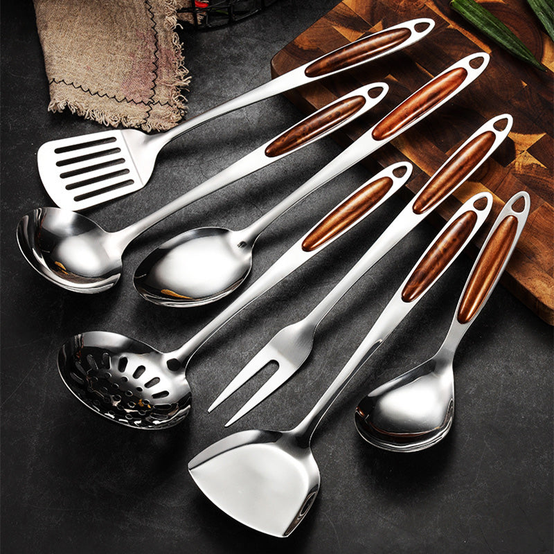 GourmetPro 5-Piece Stainless Steel Utensil Collection with Heat-Resistant Handles