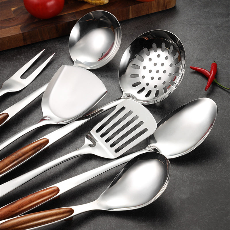 GourmetPro 5-Piece Stainless Steel Utensil Collection with Heat-Resistant Handles