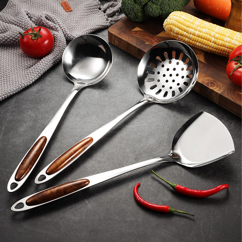 GourmetPro 5-Piece Stainless Steel Utensil Collection with Heat-Resistant Handles