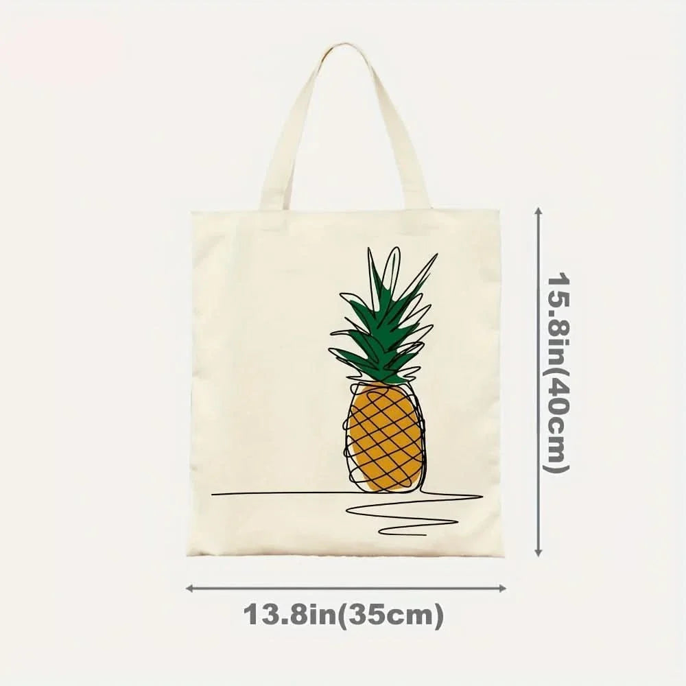 Pineapple Pattern Canvas Tote Bag – Chic Design for Daily Use